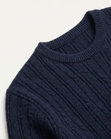 Men's Wool Thermal Stitch Crew Neck Pullover — Navy