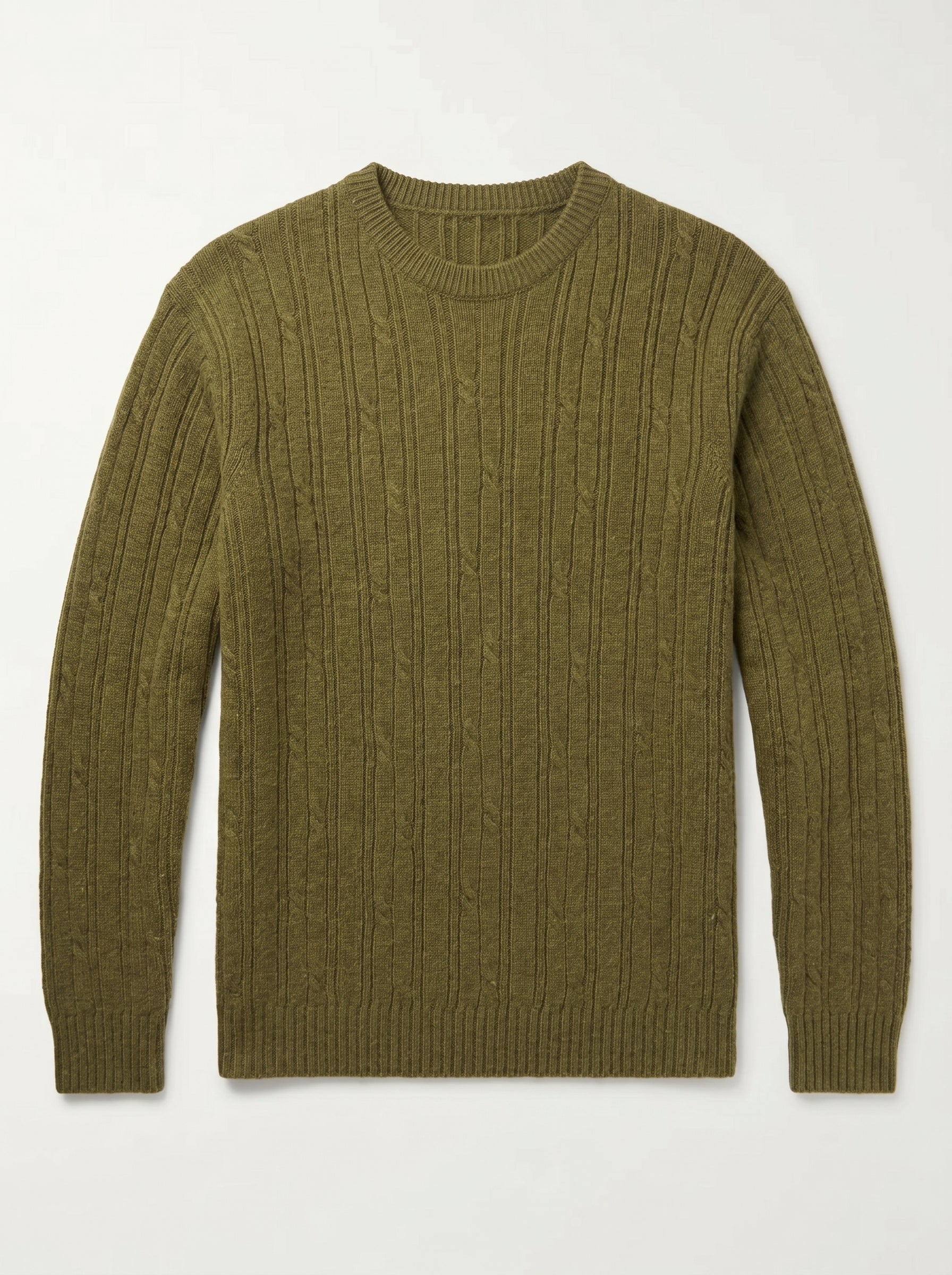 Men's Wool Thermal Stitch Crew Neck Pullover — Olive