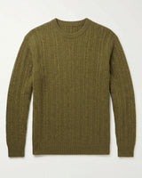 Men's Wool Thermal Stitch Crew Neck Pullover — Olive