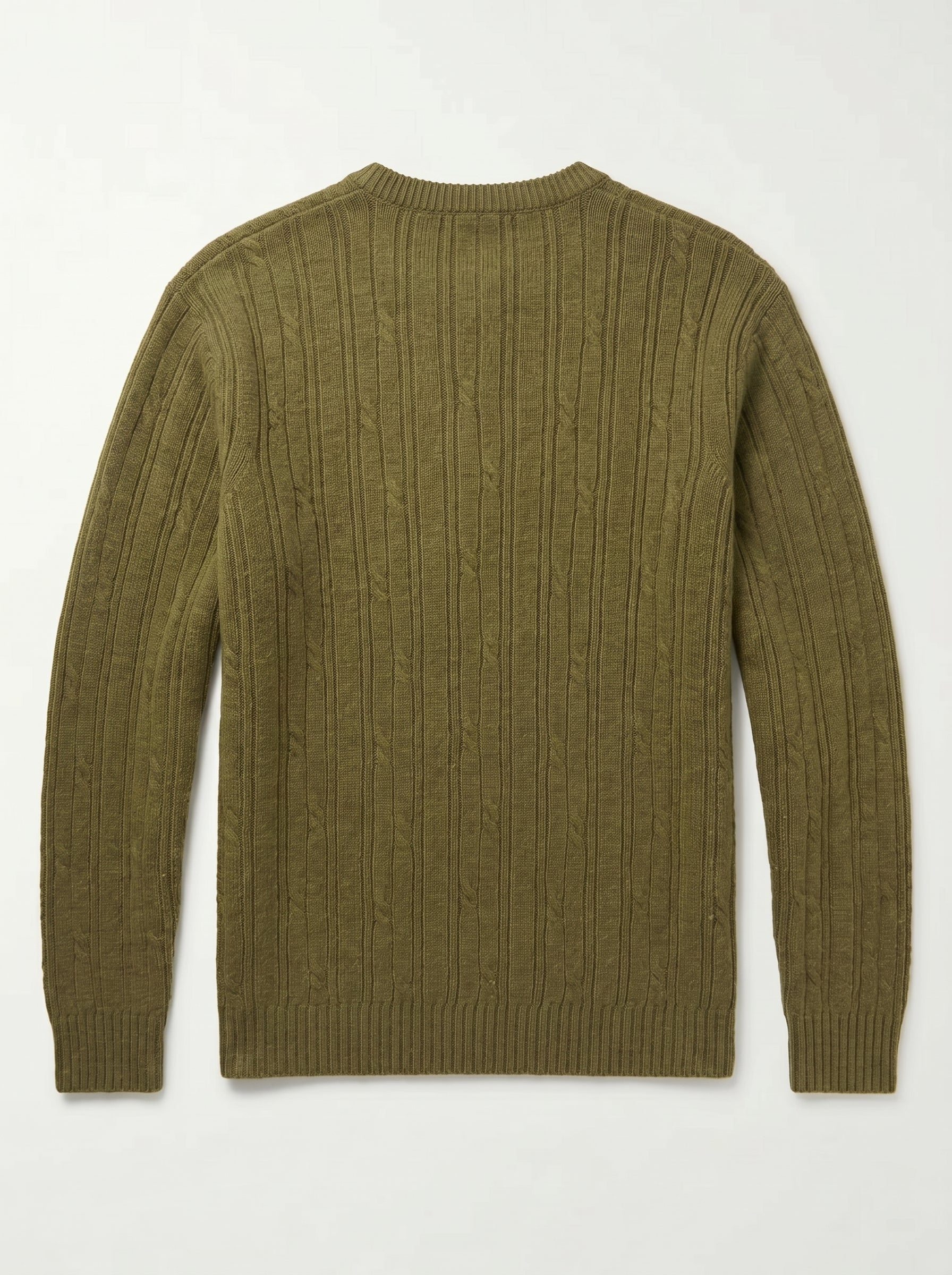 Men's Wool Thermal Stitch Crew Neck Pullover — Olive