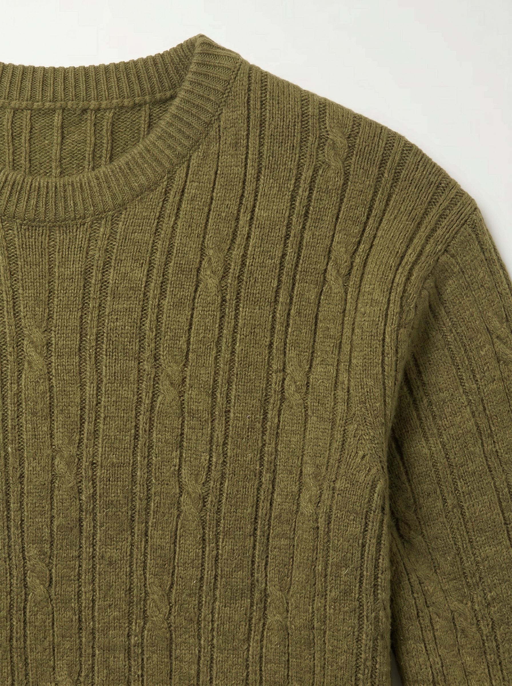 Men's Wool Thermal Stitch Crew Neck Pullover — Olive