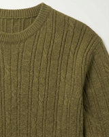 Men's Wool Thermal Stitch Crew Neck Pullover — Olive
