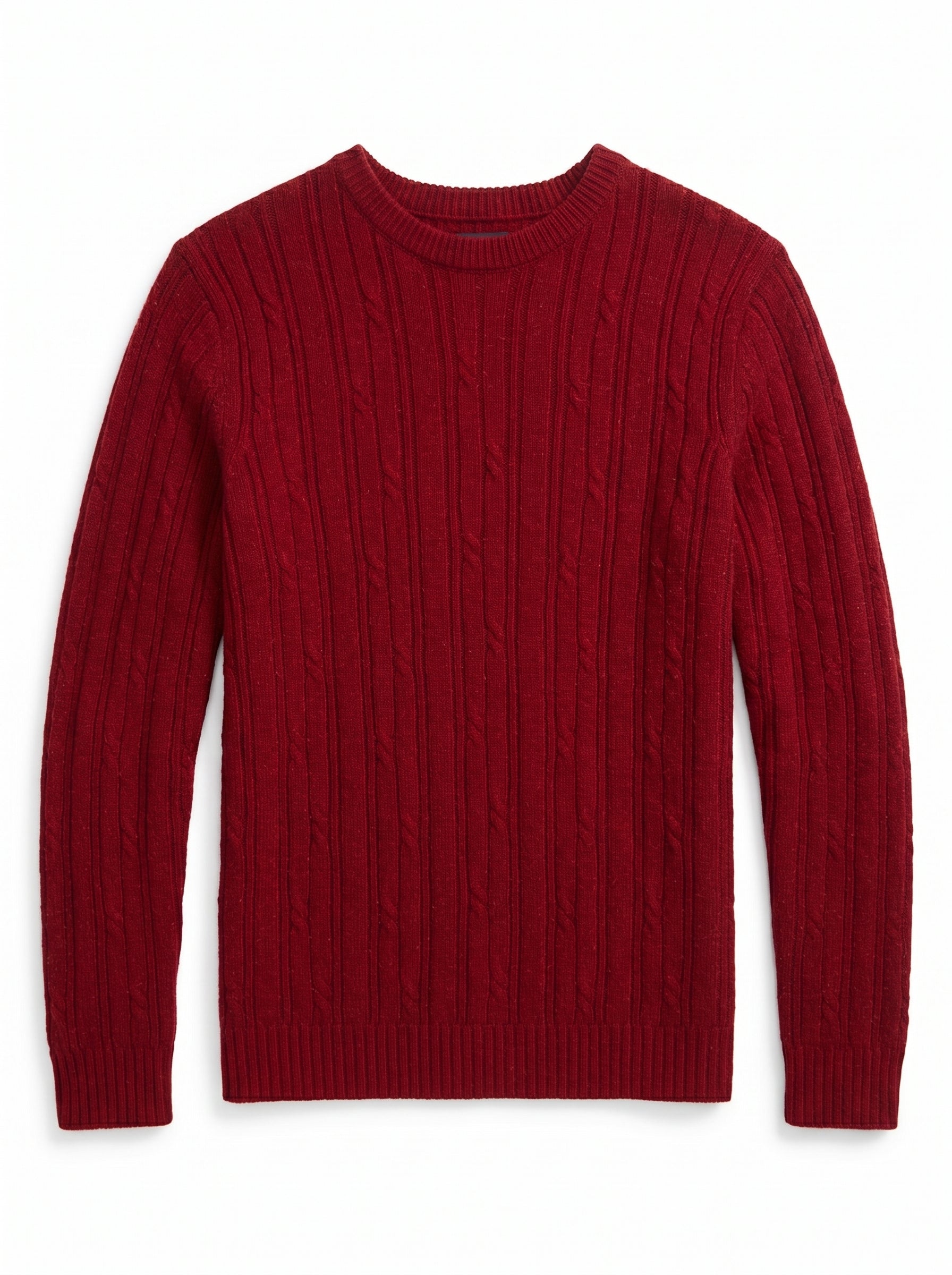 Men's Wool Thermal Stitch Crew Neck Pullover — Red