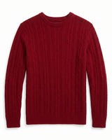 Men's Wool Thermal Stitch Crew Neck Pullover — Red