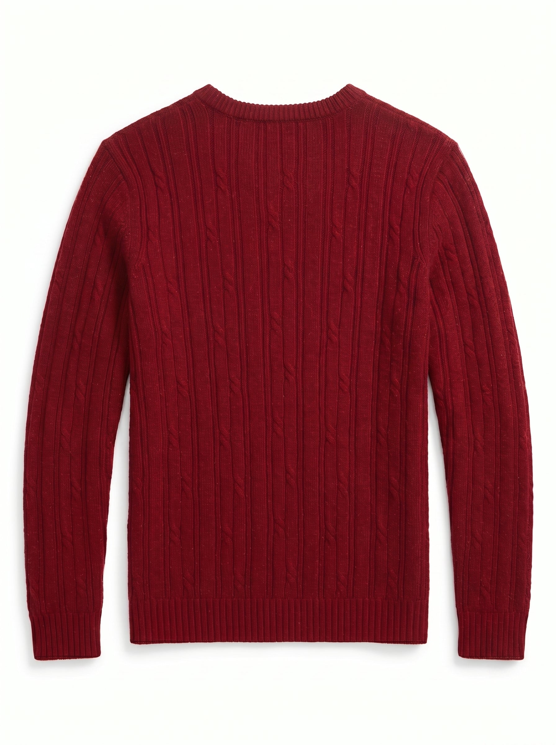 Men's Wool Thermal Stitch Crew Neck Pullover — Red