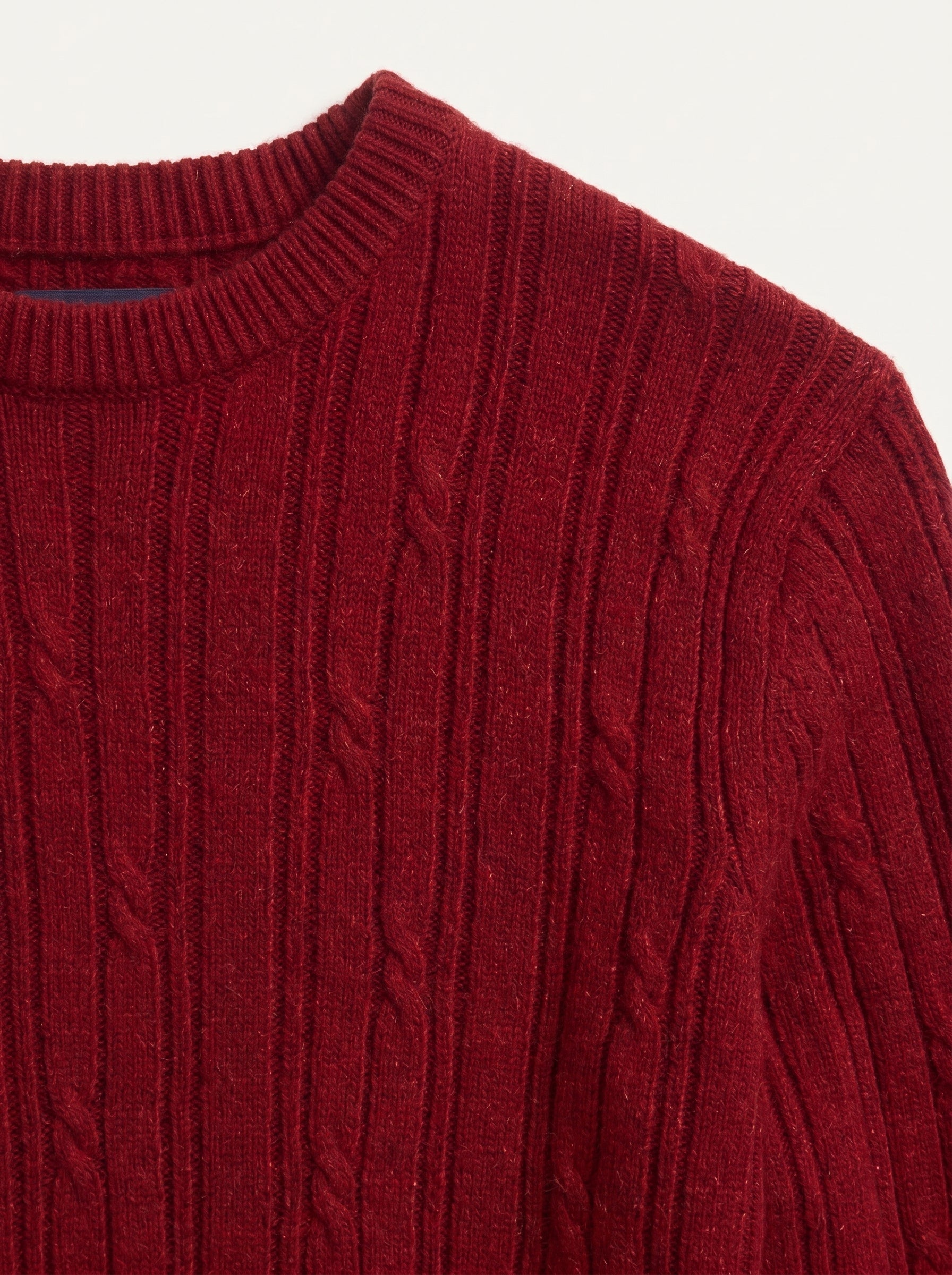 Men's Wool Thermal Stitch Crew Neck Pullover — Red
