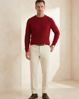 Men's Wool Thermal Stitch Crew Neck Pullover — Red