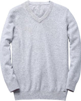 Men's V-Neck Cashmere Sweater — Light Grey