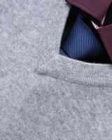 Men's V-Neck Cashmere Sweater — Light Grey