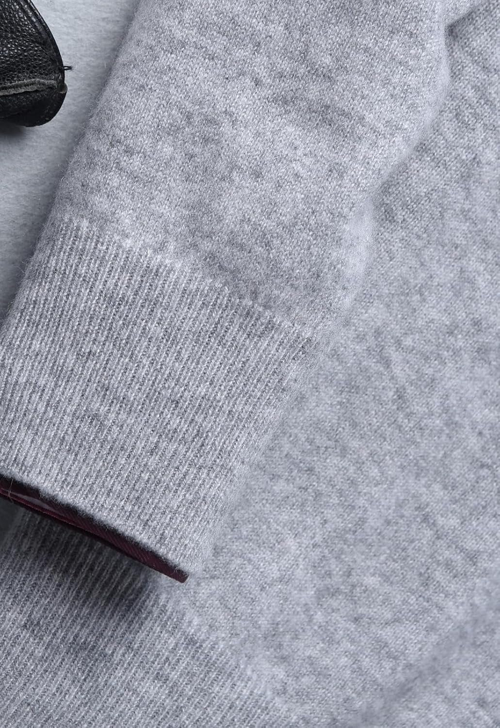Men's V-Neck Cashmere Sweater — Light Grey