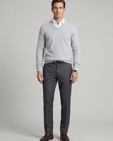 Men's V-Neck Cashmere Sweater — Light Grey