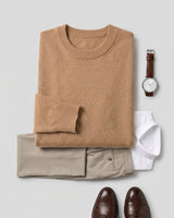 Essential Crew Neck Cashmere Sweater — Camel