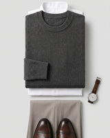 Essential Crew Neck Cashmere Sweater — Dark grey