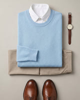 Essential Crew Neck Cashmere Sweater — Ice Blue