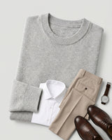 Essential Crew Neck Cashmere Sweater — Light grey