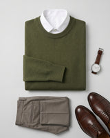 Essential Crew Neck Cashmere Sweater — Olive