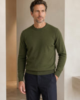 Essential Crew Neck Cashmere Sweater — Olive