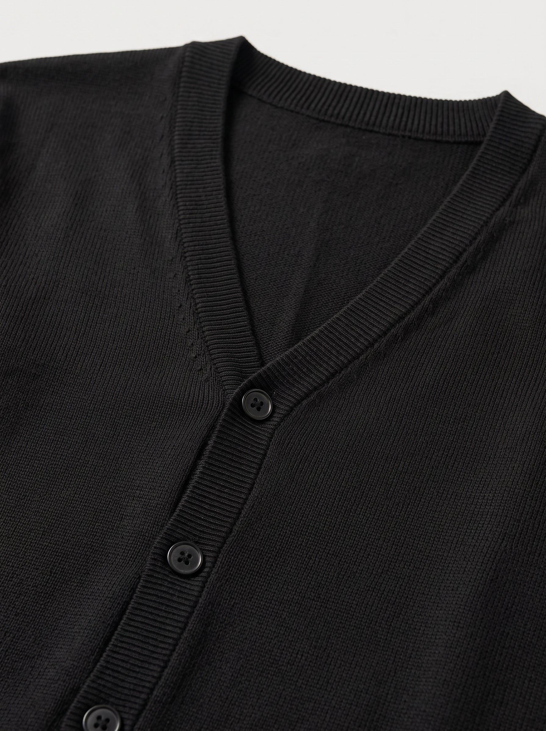 V-Neck Button Cardigan — Black