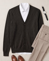 V-Neck Button Cardigan — Black