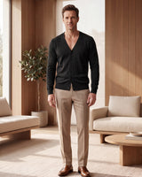 V-Neck Button Cardigan — Black
