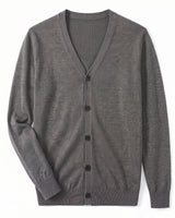V-Neck Button Cardigan — Dark Grey