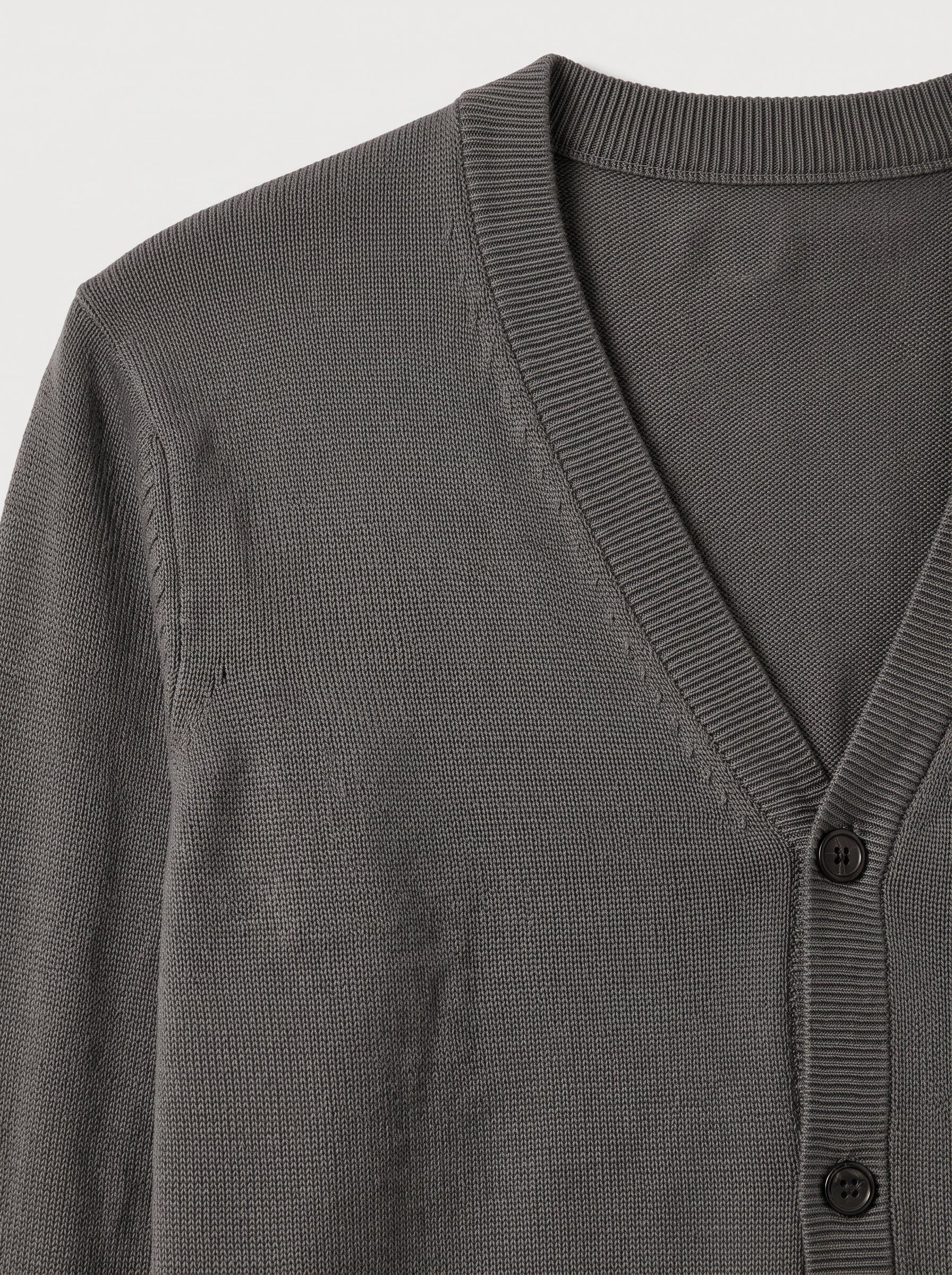 V-Neck Button Cardigan — Dark Grey