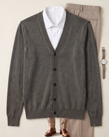 V-Neck Button Cardigan — Dark Grey