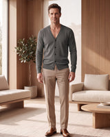 V-Neck Button Cardigan — Dark Grey