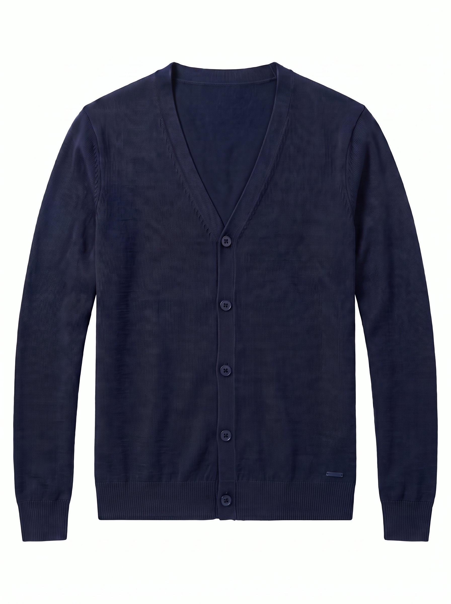 V-Neck Button Cardigan — Navy