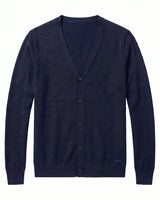 V-Neck Button Cardigan — Navy