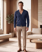 V-Neck Button Cardigan — Navy