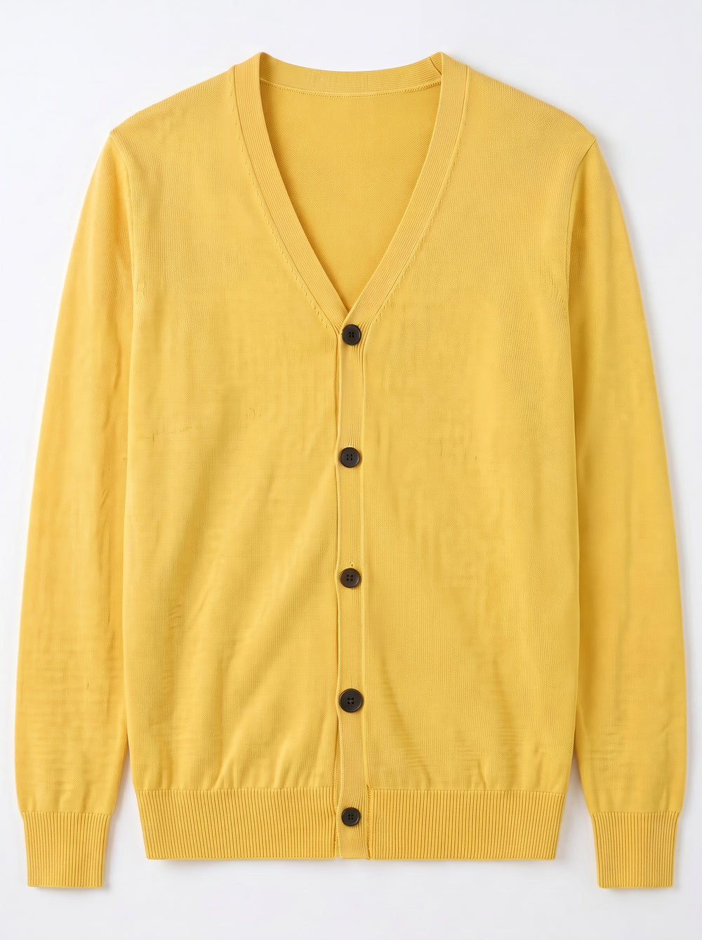 V-Neck Button Cardigan — Yellow