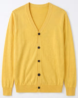 V-Neck Button Cardigan — Yellow
