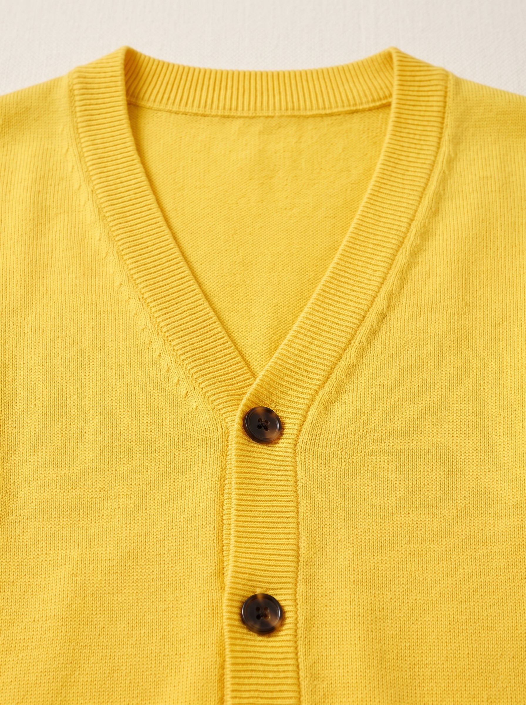 V-Neck Button Cardigan — Yellow