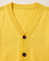 V-Neck Button Cardigan — Yellow