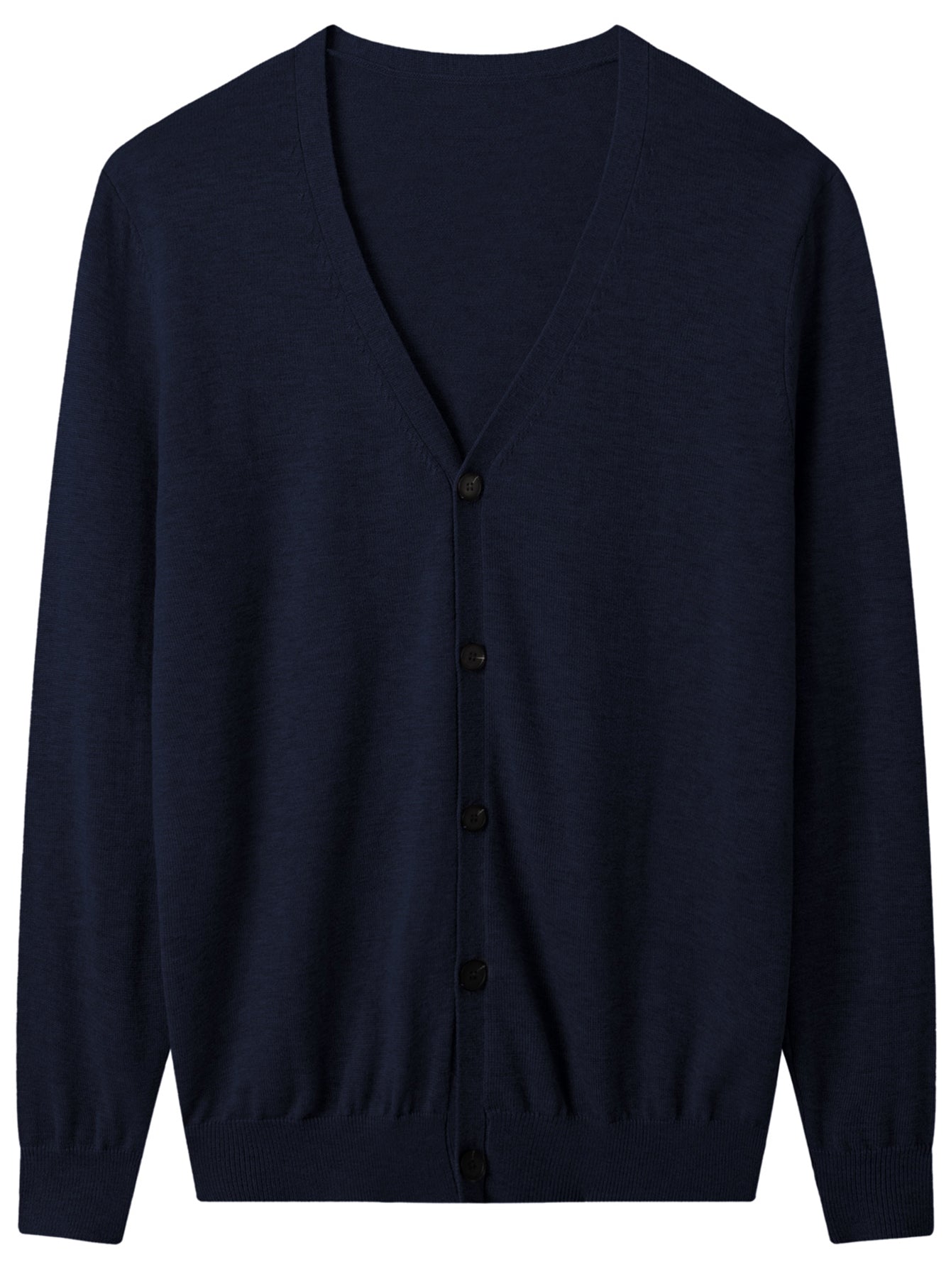 V-Neck Knit Cardigan — Navy