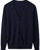 V-Neck Knit Cardigan — Navy