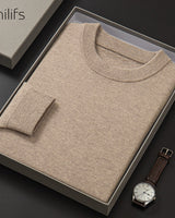 ZHILIFS men's soft knit crew neck sweater detail view