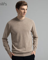 Men's soft knit crew neck sweater knit detail by ZHILIFS