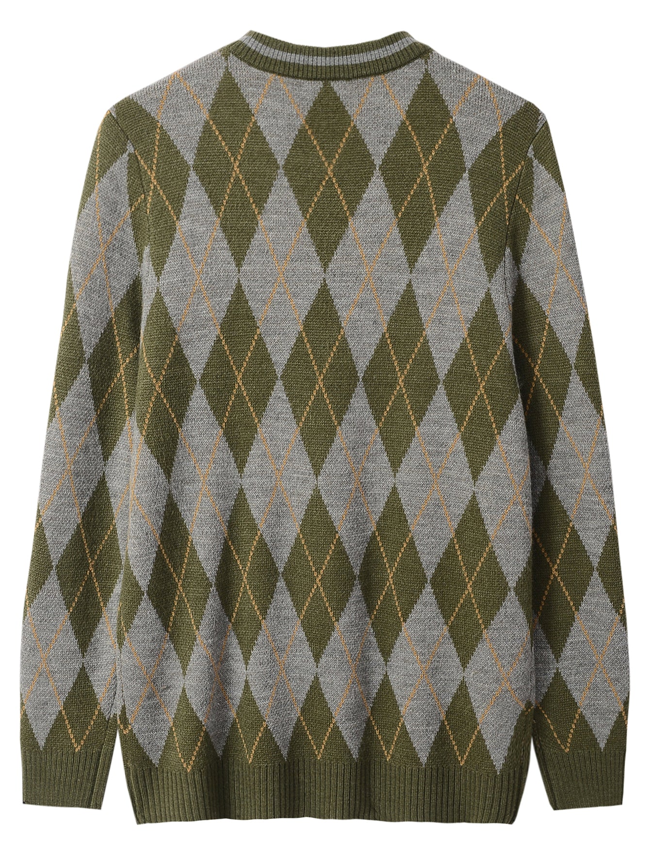 Checkered Crew Neck Sweater — Olive