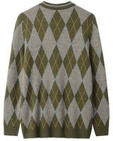 Checkered Crew Neck Sweater — Olive