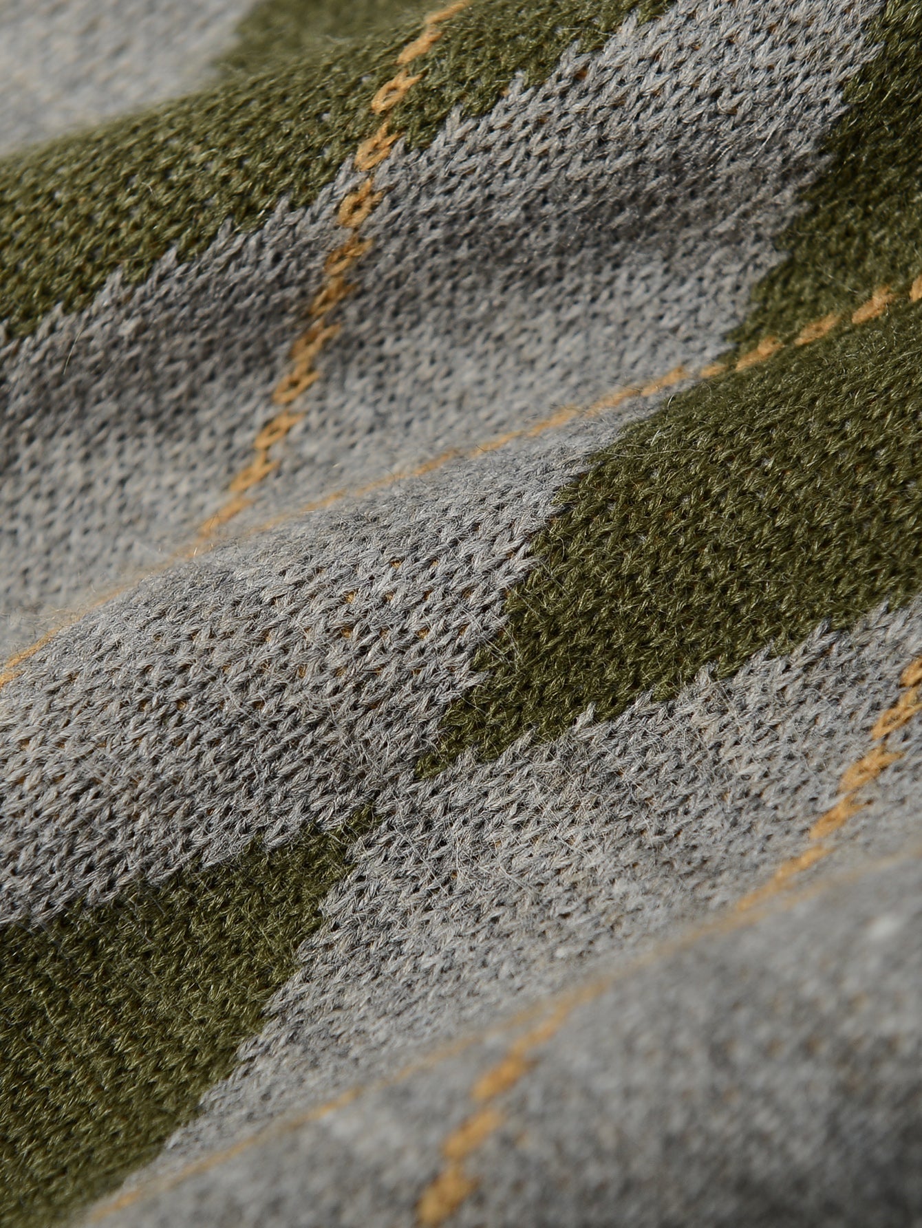 Checkered Crew Neck Sweater — Olive