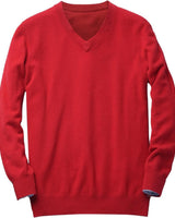 Men's V-Neck Cashmere Sweater — Red