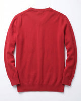 Men's V-Neck Cashmere Sweater — Red