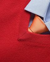 Men's V-Neck Cashmere Sweater — Red