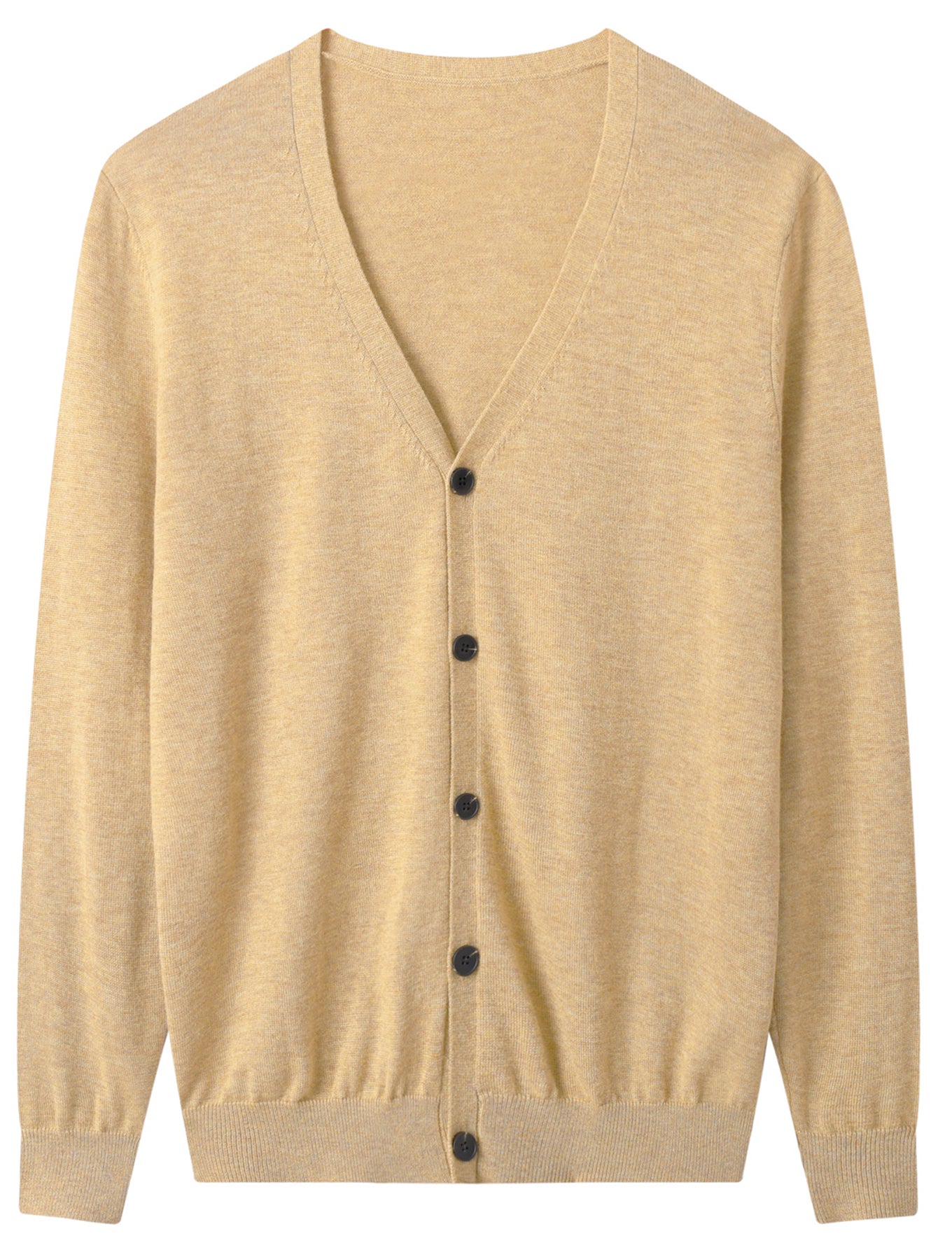 V-Neck Knit Cardigan — Yellow