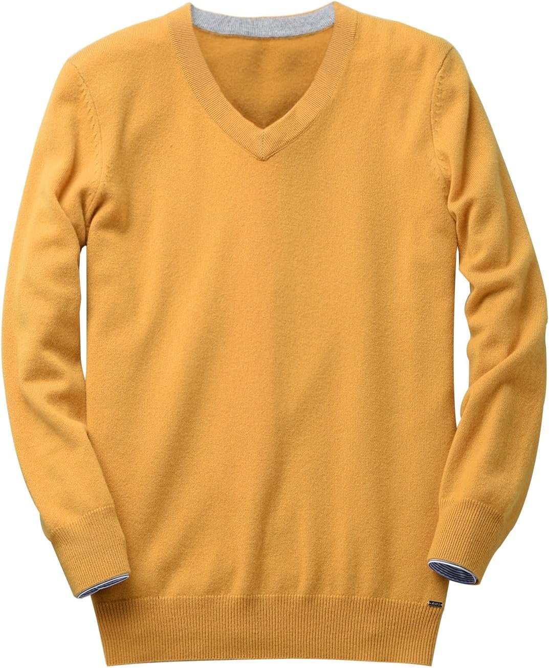 Men's V-Neck Cashmere Sweater — Yellow