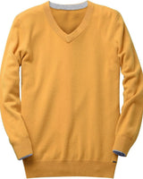 Men's V-Neck Cashmere Sweater — Yellow