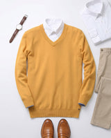 Men's V-Neck Cashmere Sweater — Yellow