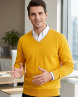 Men's V-Neck Cashmere Sweater — Yellow
